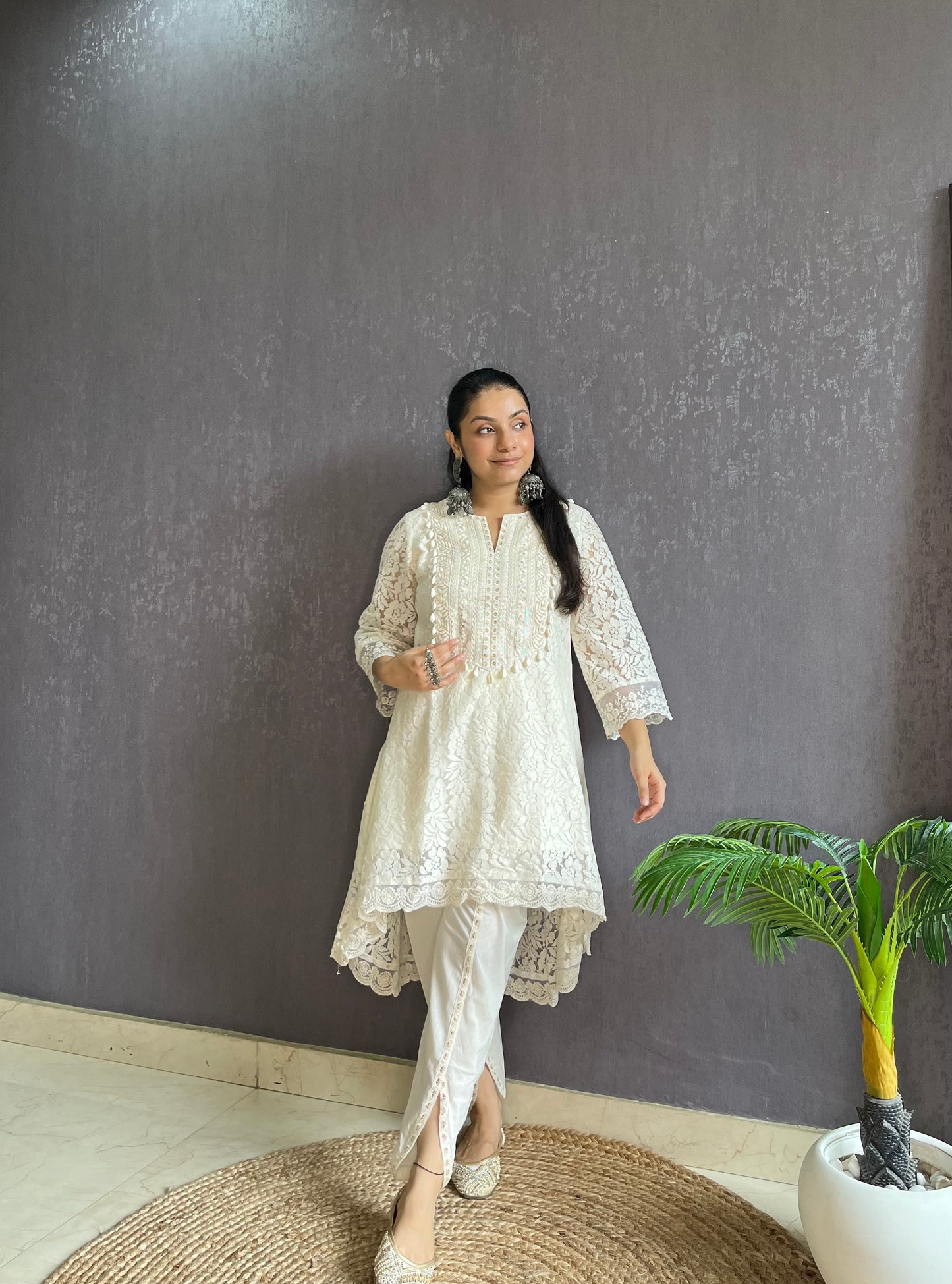 Pure cotton lace work coord