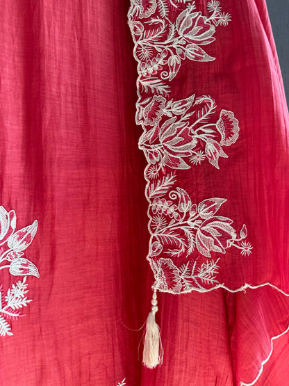 Luxurious aari work Mul chanderi suit