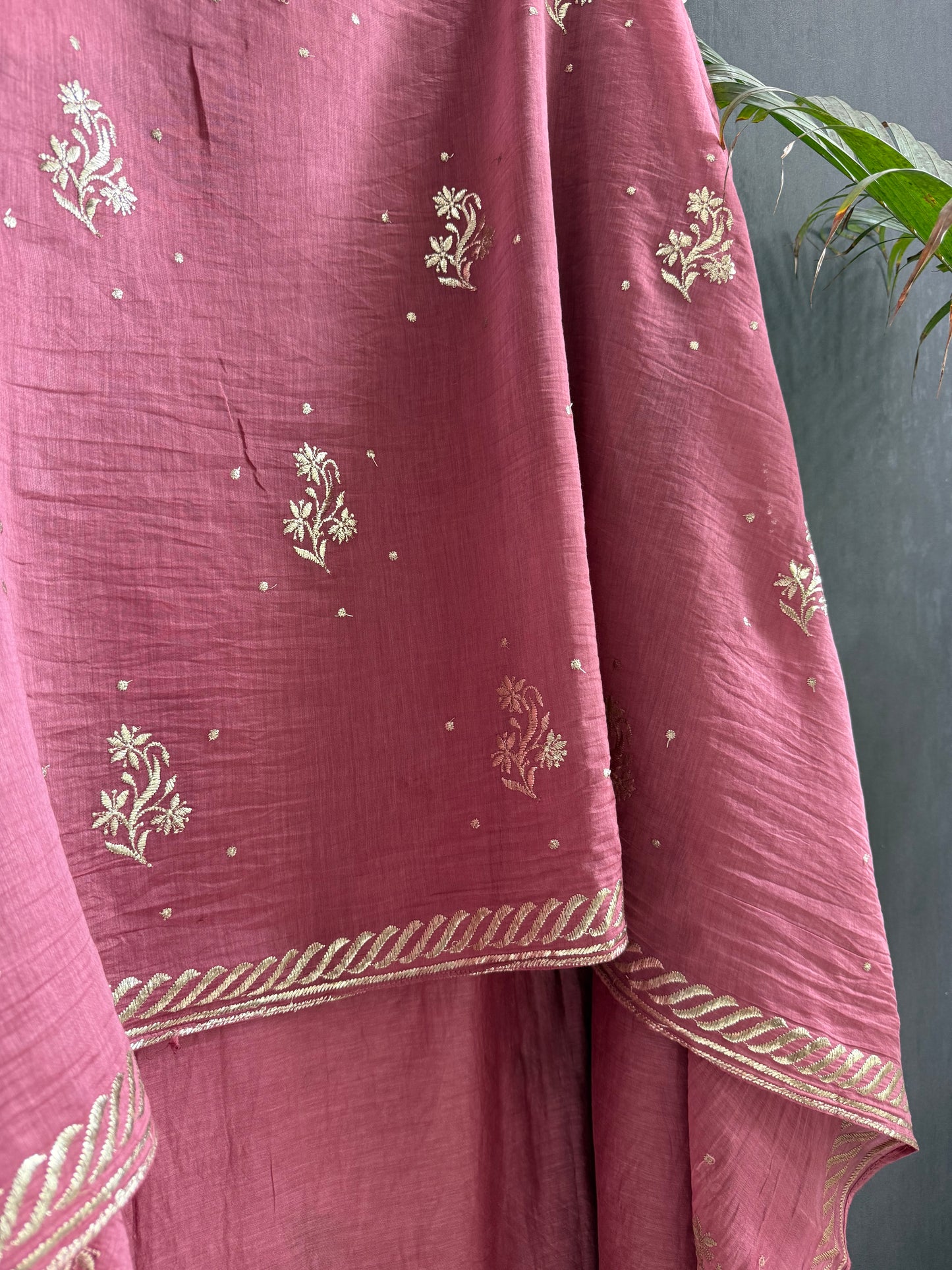 Luxurious Mul chanderi pitta work suit