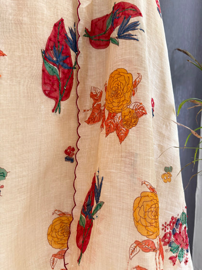 Linen floral frenchknot suit