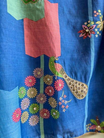 Linen peacock handwork suit