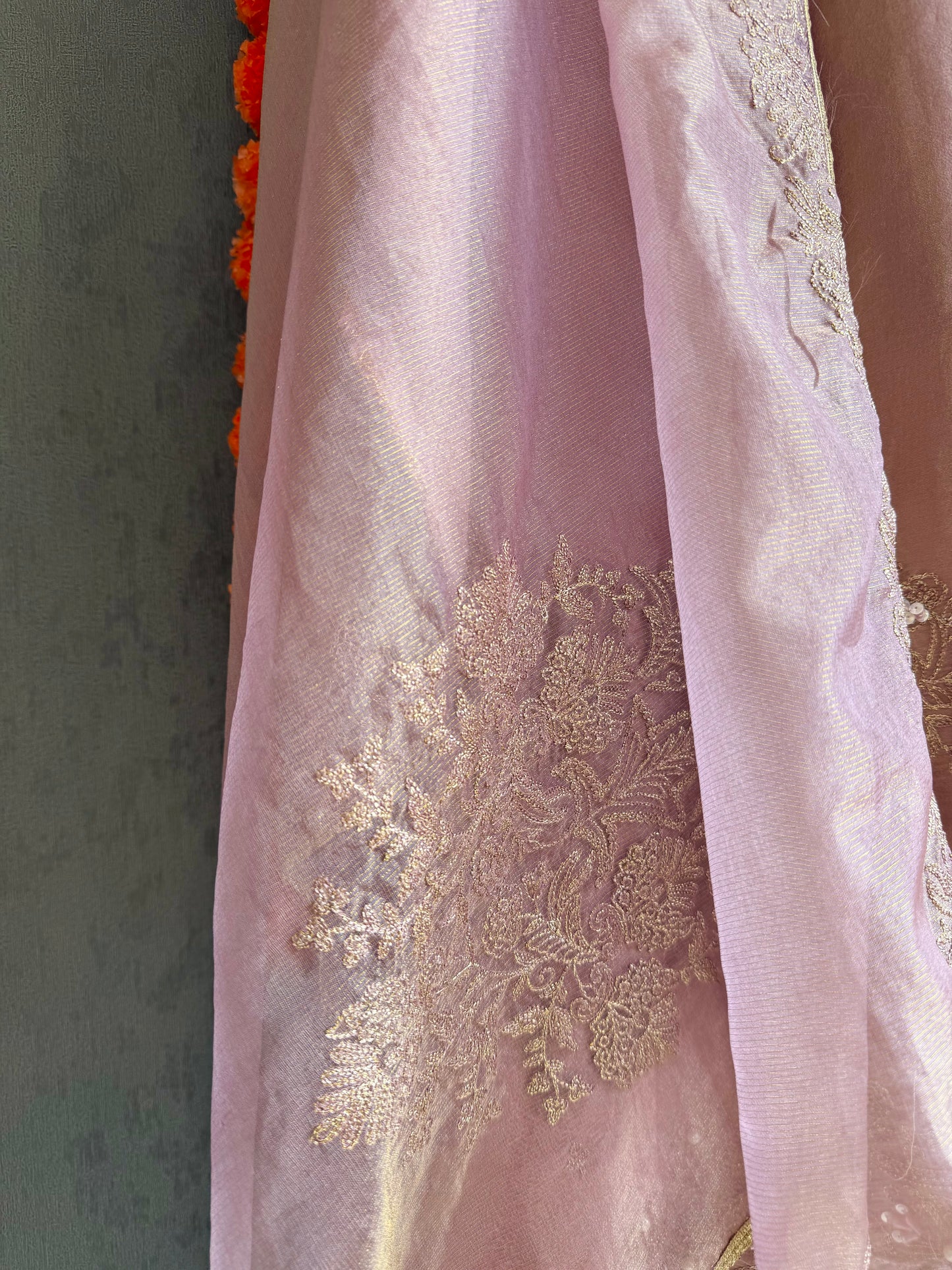 Premium tissue silk hand embroidered suit