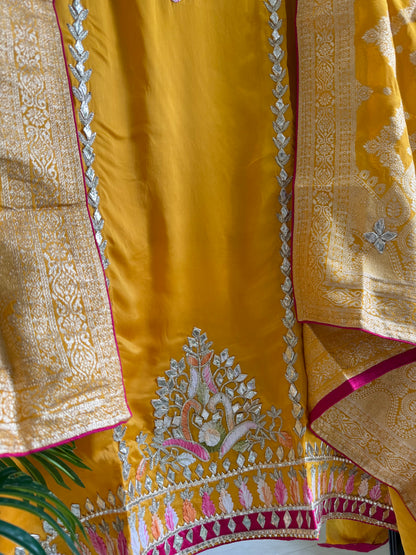 Luxurious Gotapatti satin silk suit