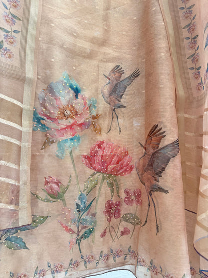 Tissue zari flamingos suit