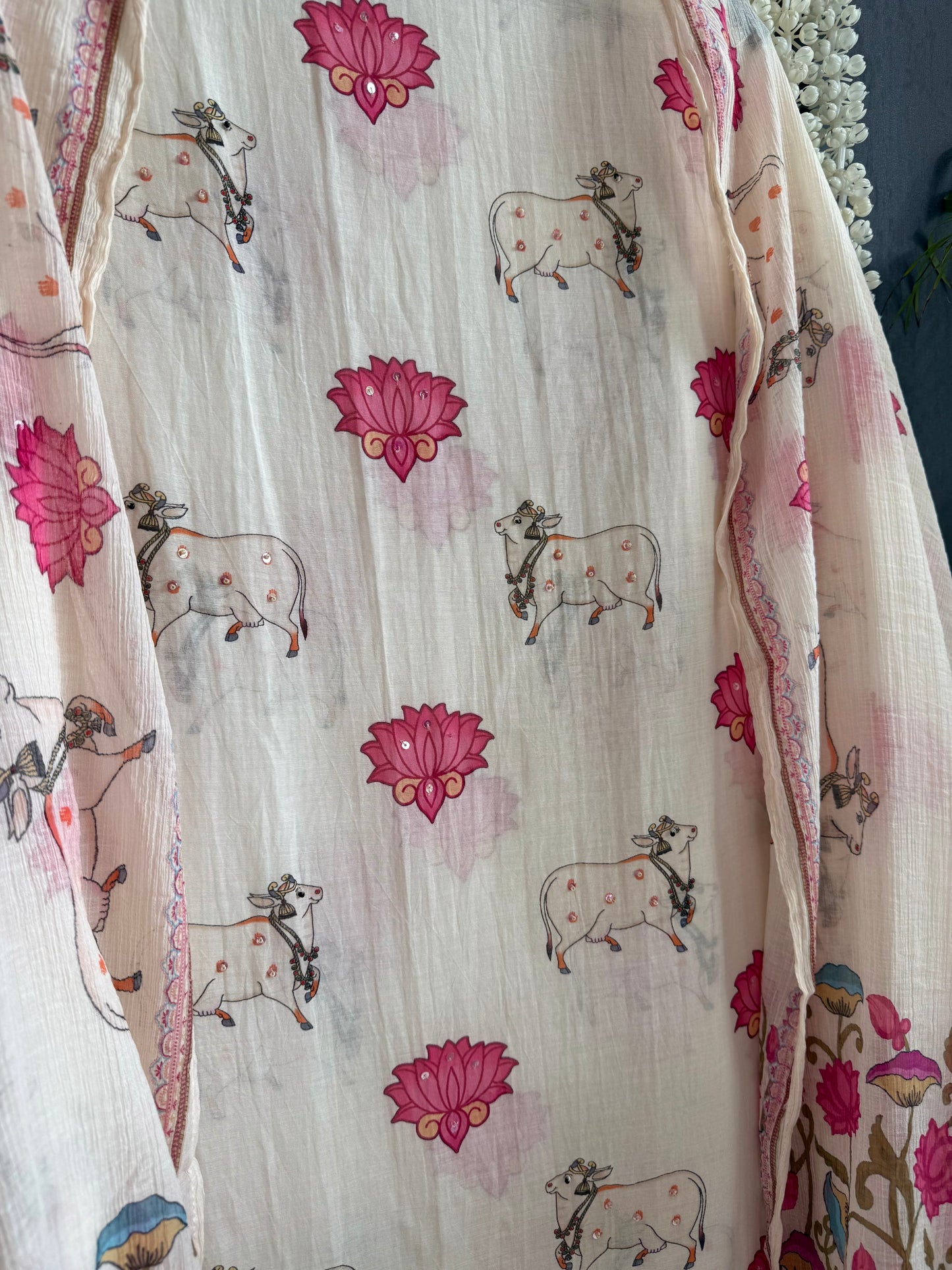 Mulmul cotton pichwai suit