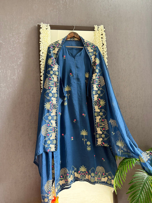 Luxurious Mul chanderi pichwai suit