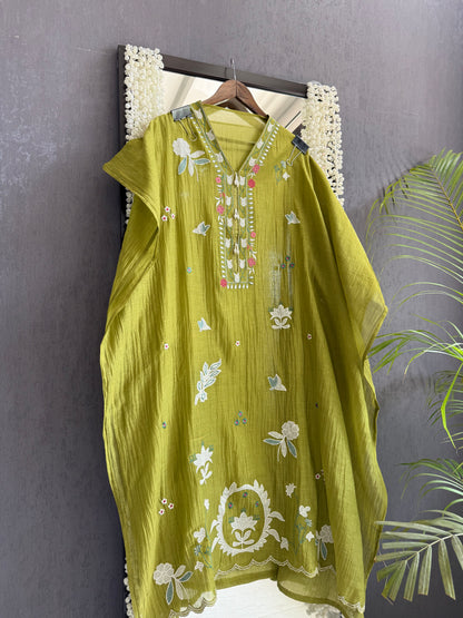 Luxurious Mul chanderi appliqué work suit