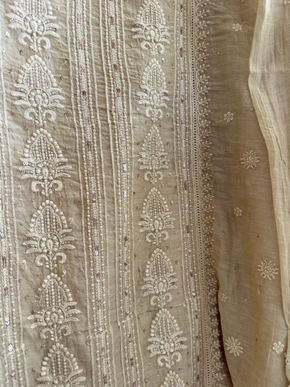 Luxurious Mul chanderi lucknowi handwork suit