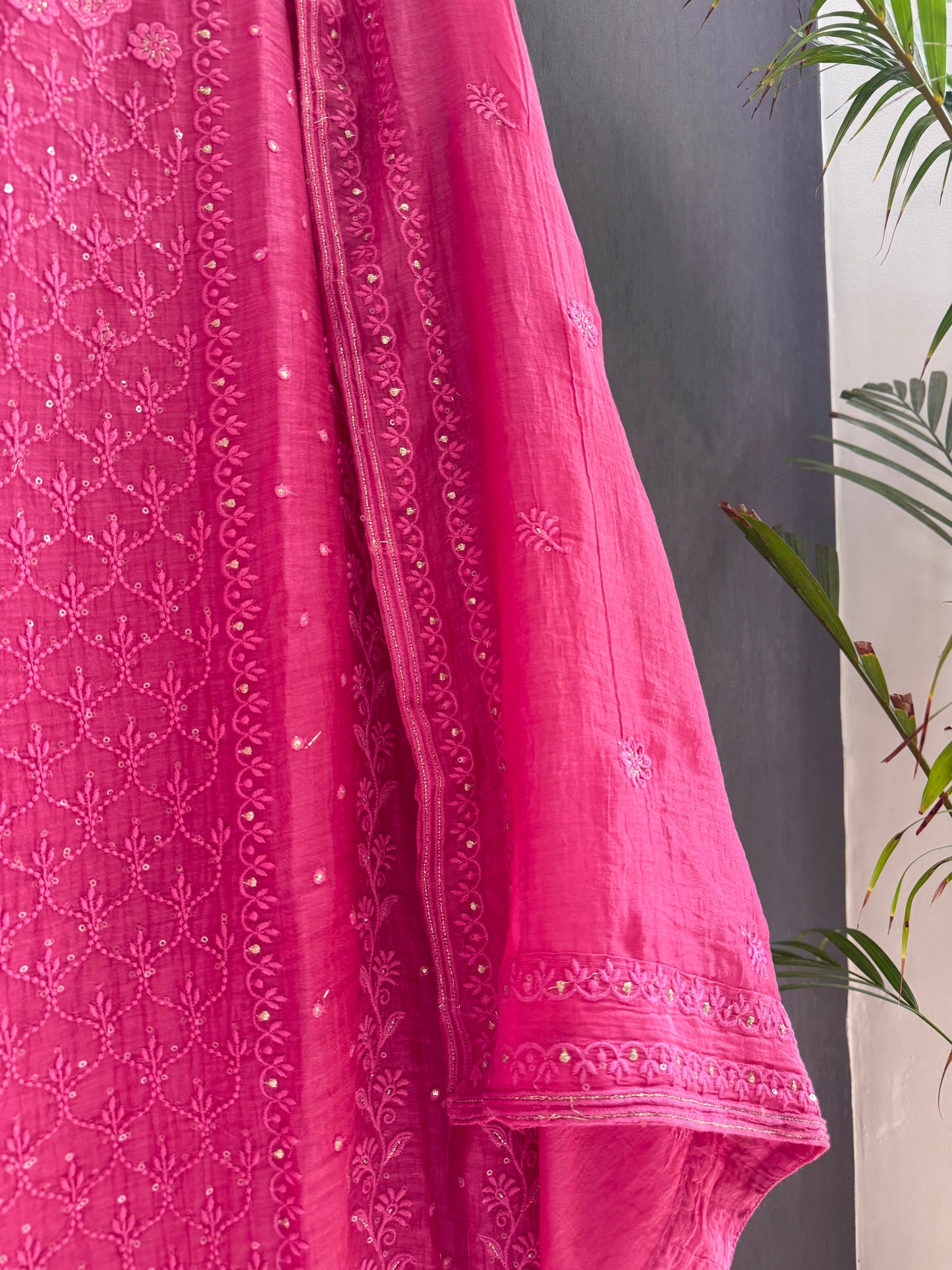 Luxurious Mul chanderi lucknowi handwork suit