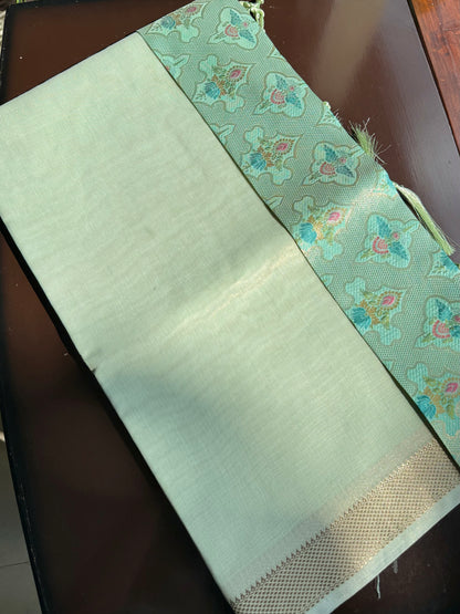 Soft tissue linen brocade saree