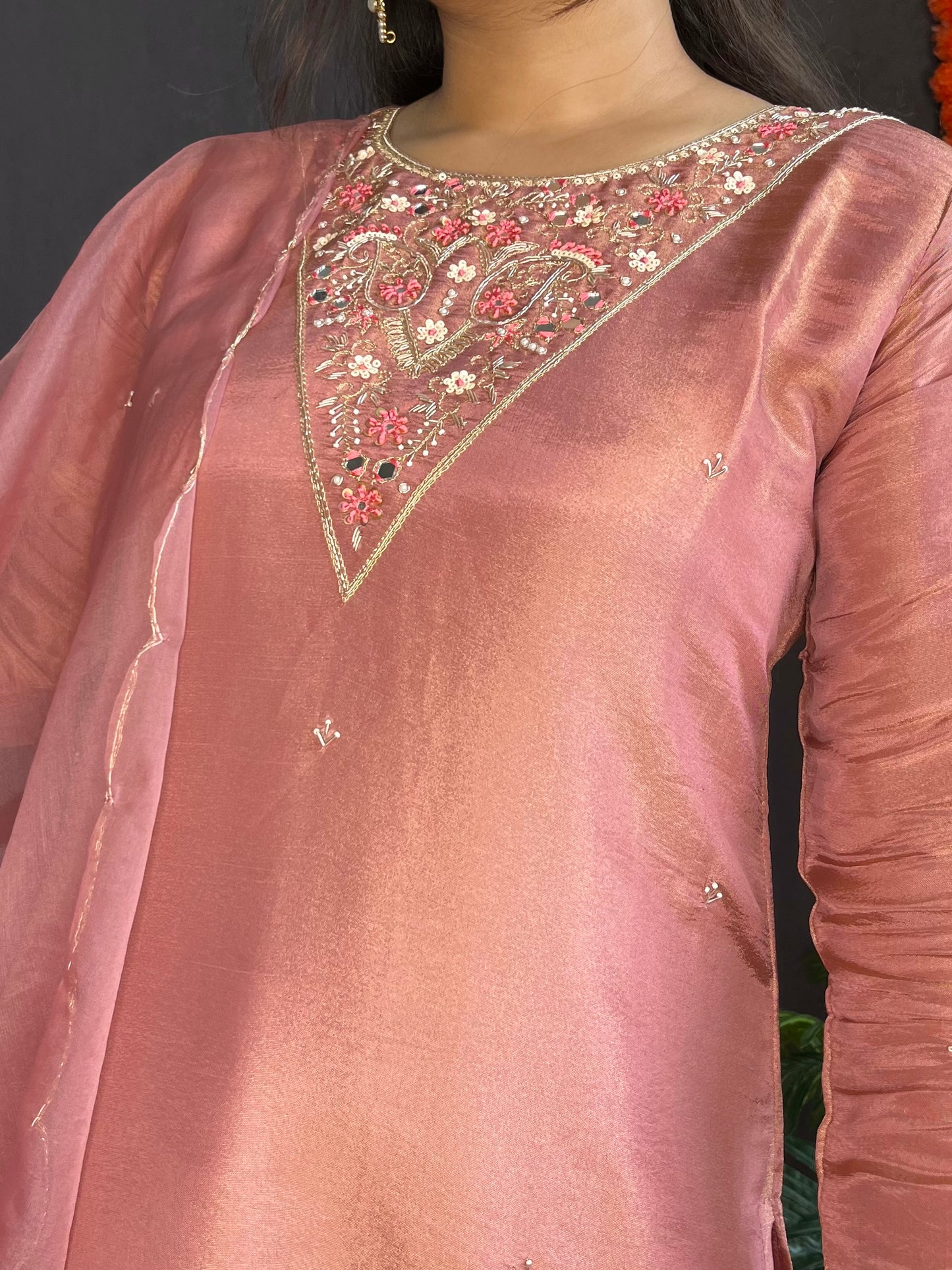 Tissue silk Handwork suit set