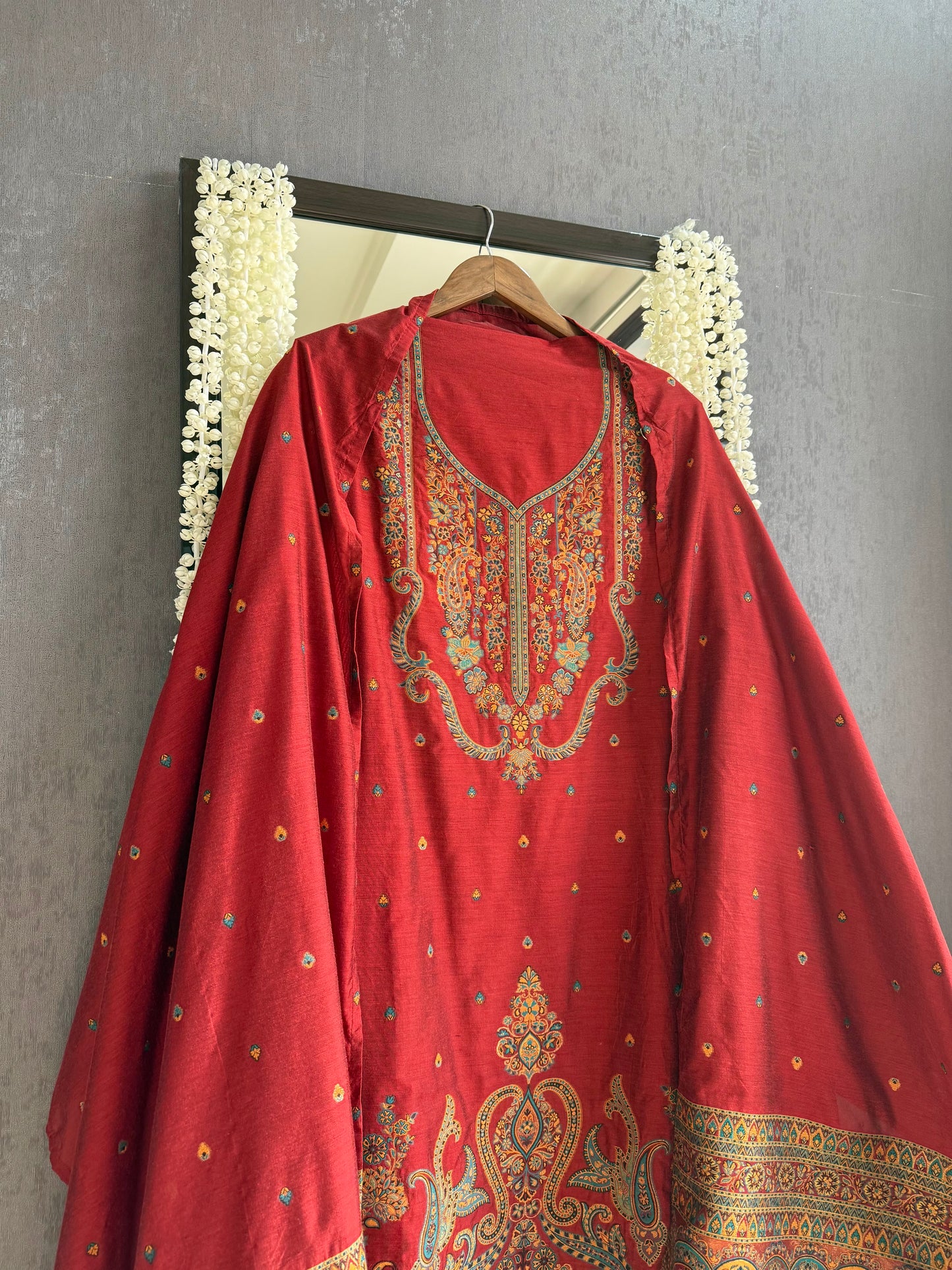 Linen kashmiri jamawar suit