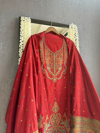 Linen kashmiri jamawar suit