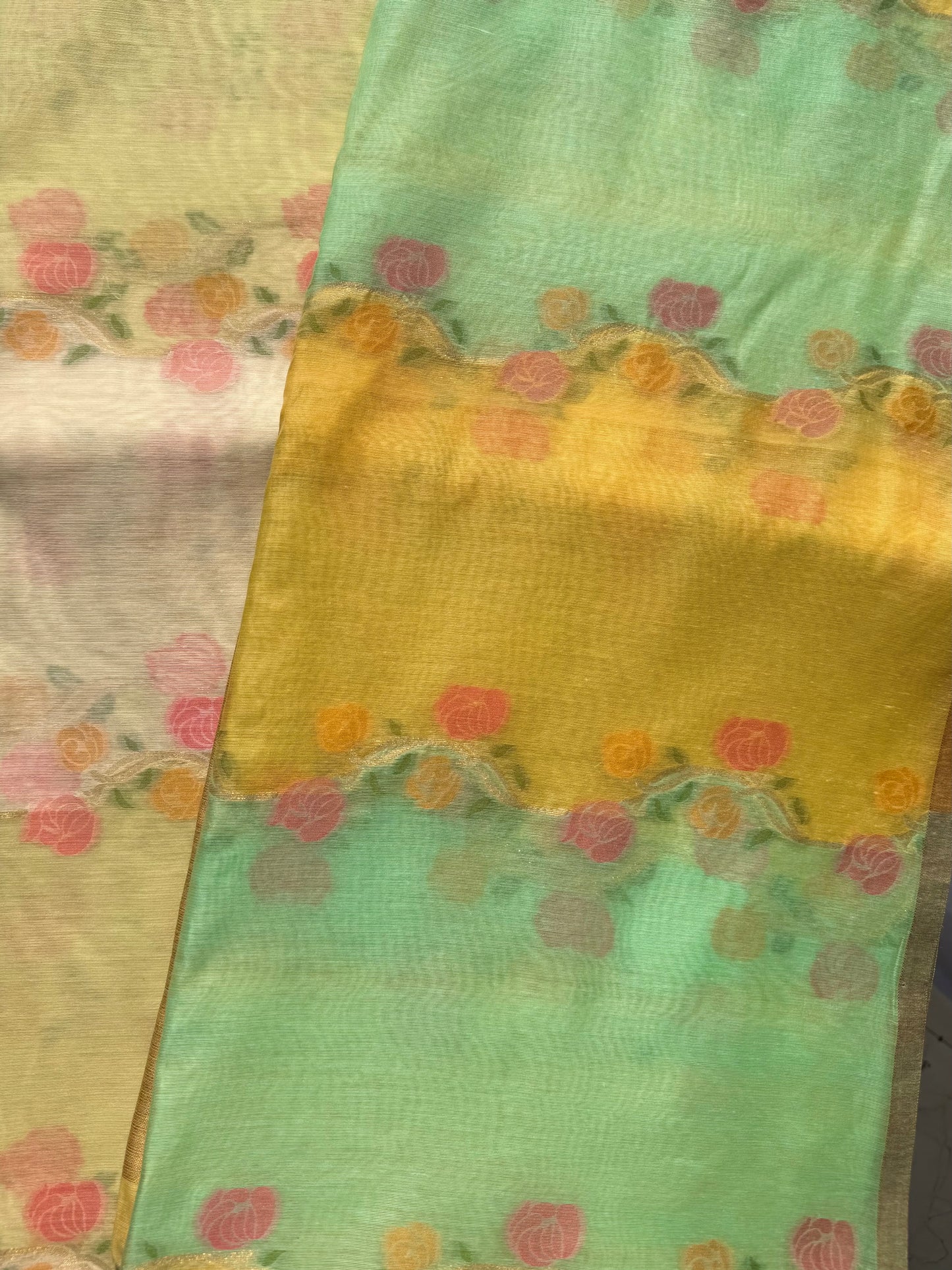 Chanderi zari meenakari rangkaat saree