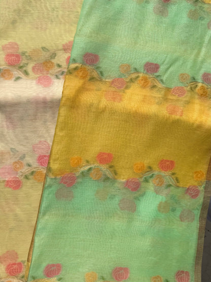 Chanderi zari meenakari rangkaat saree
