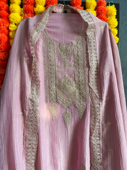 Crush tissue aari work suit