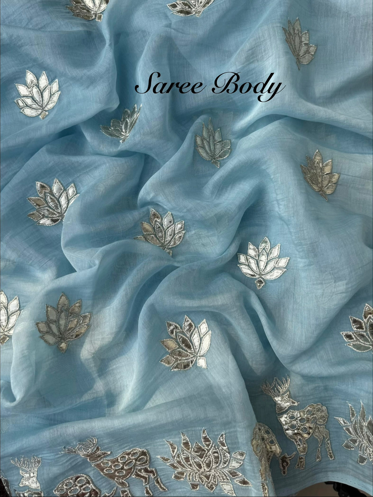 Luxurious~Pure Mul Chanderi Gota Appliqué saree