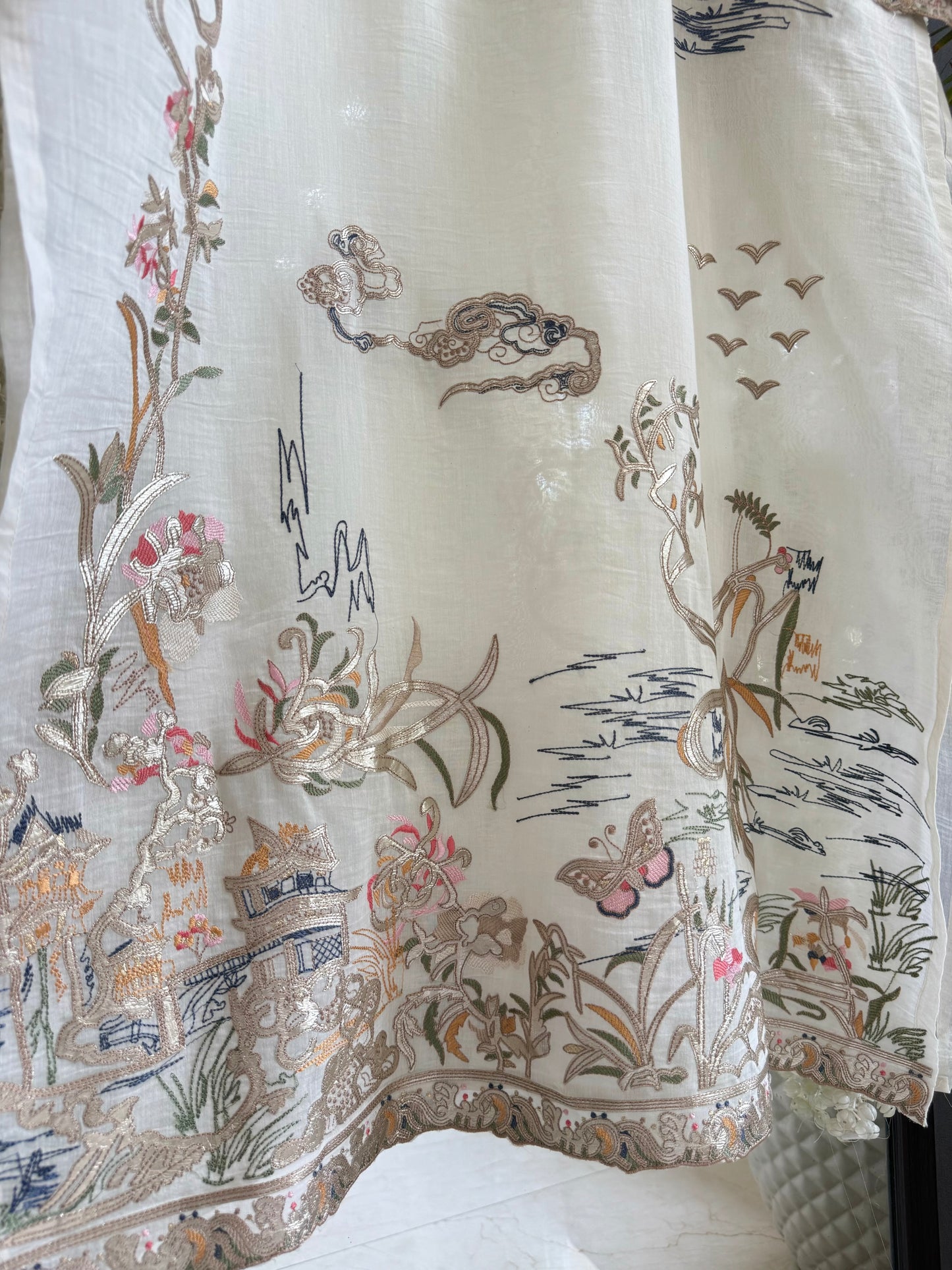 Luxurious Mul chanderi gota appliqué work suit