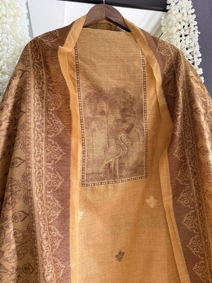 Linen flamingos Jamdani suit