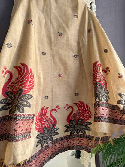 Linen jamdani swans suit
