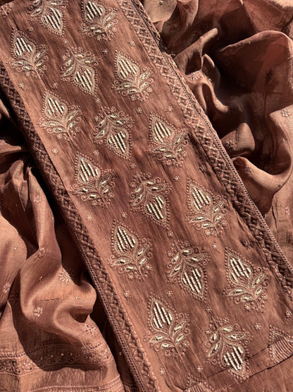 Luxurious Mul chanderi lucknowi handwork suit