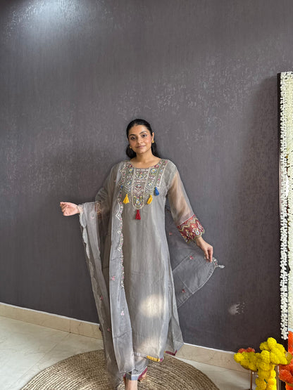 Tissue silk Handwork suit set