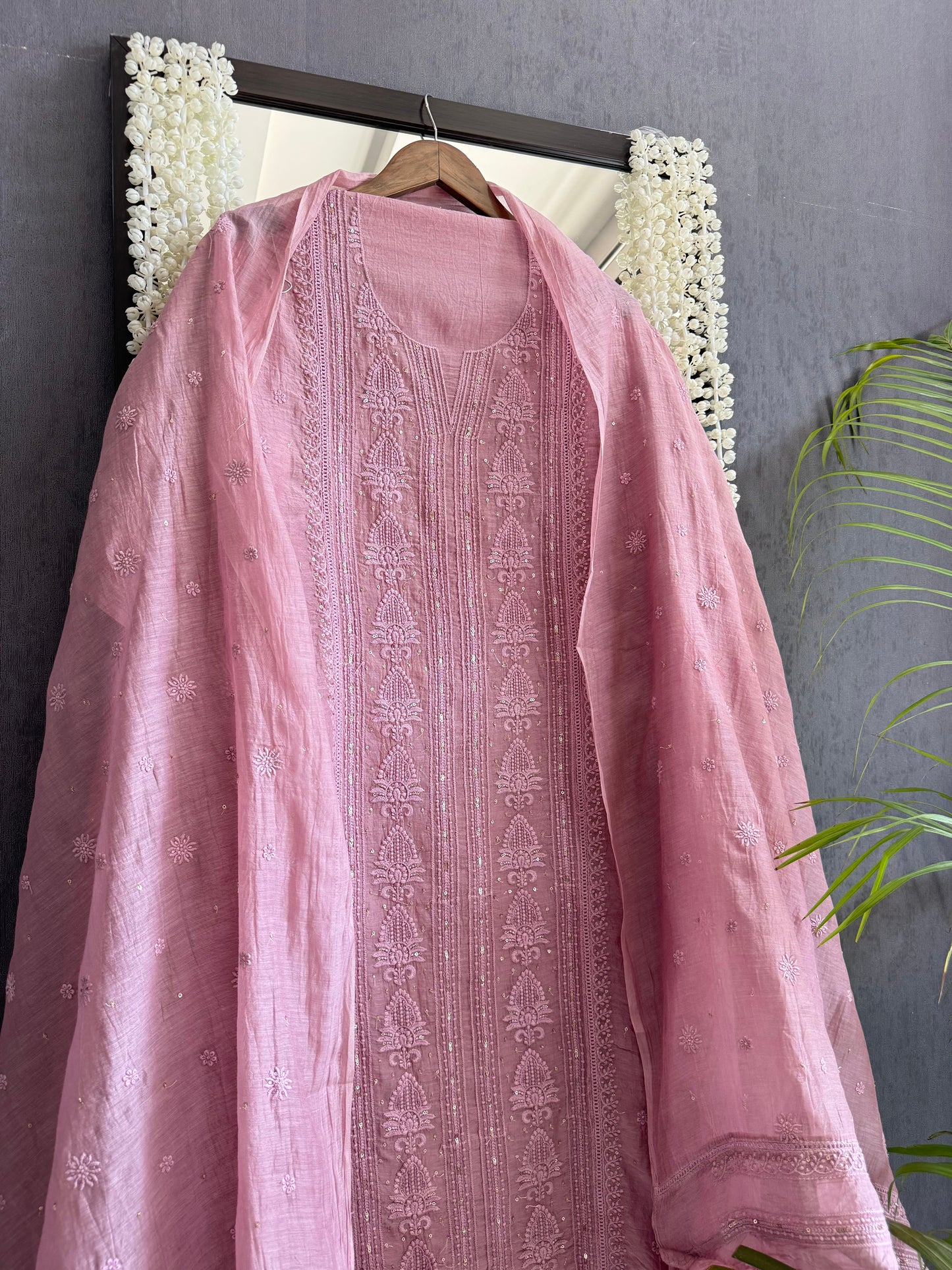 Luxurious Mul chanderi lucknowi handwork suit