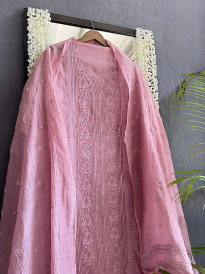 Luxurious Mul chanderi lucknowi handwork suit
