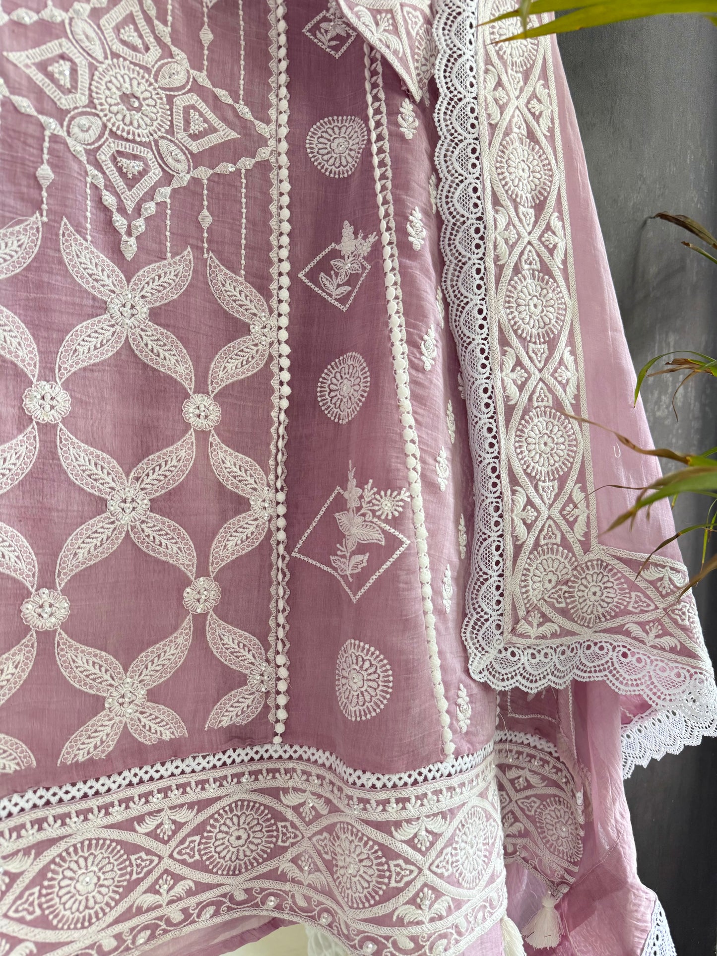 Luxurious Mul chanderi lucknowi handwork suit