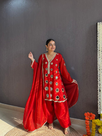 Luxurious mirrorwork farshi salwar set