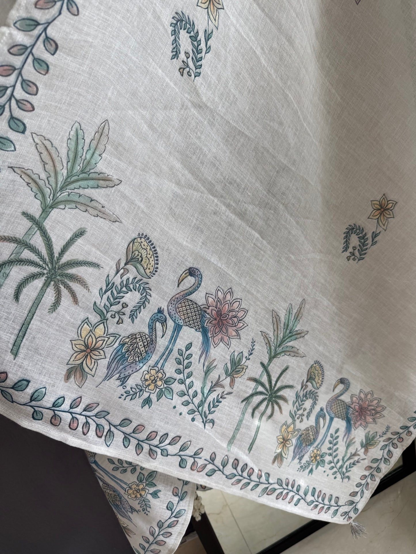 Pure linen florals handwork suit