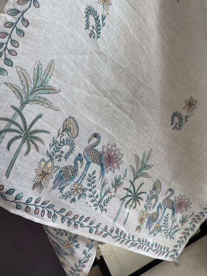 Pure linen florals handwork suit