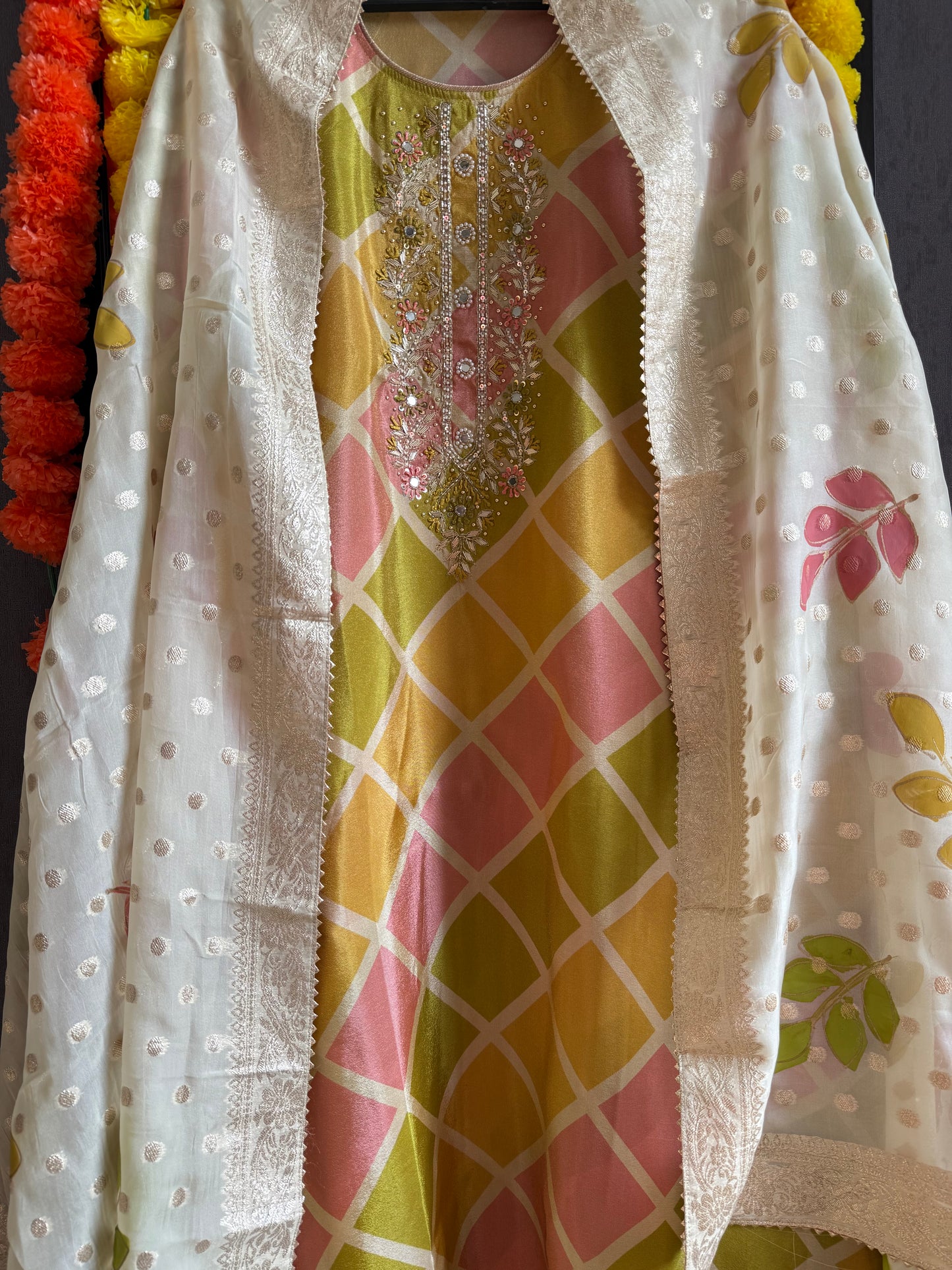 Handpainted Benarsi handwork suit