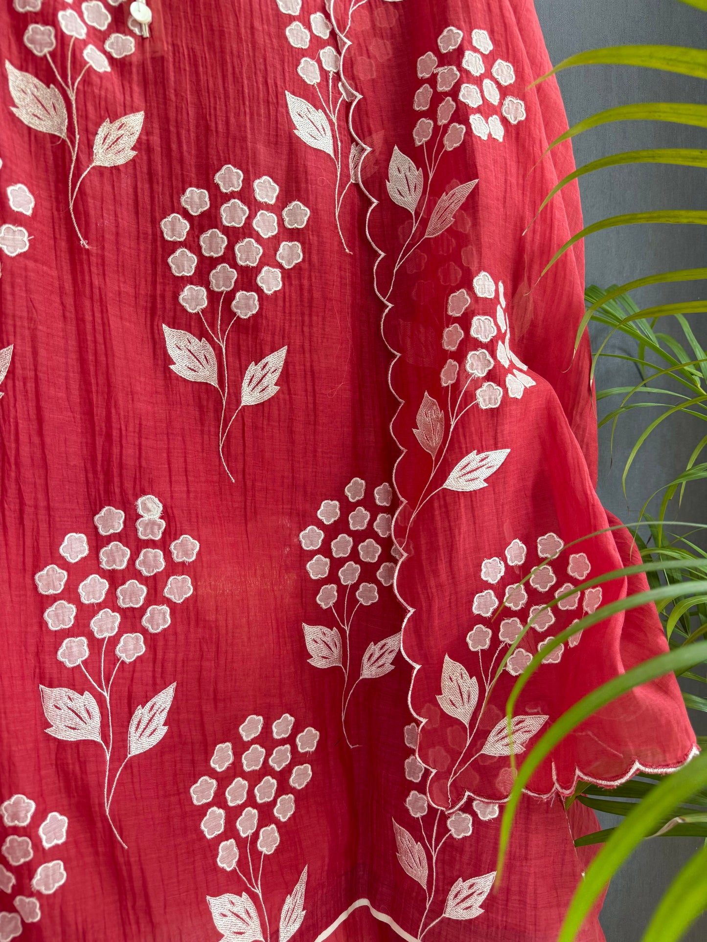 Luxurious Mul chanderi appliqué work suit