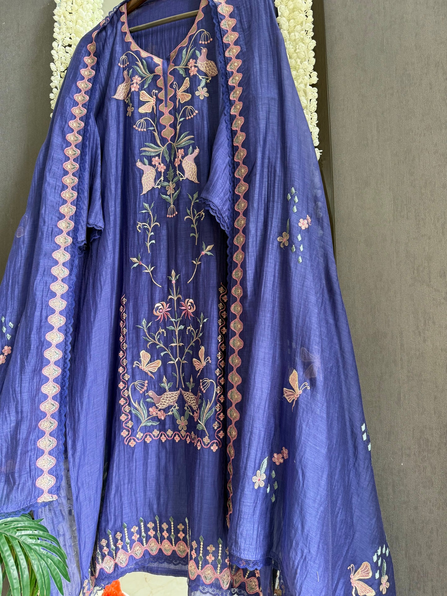 Luxurious Mul chanderi butterfly suit