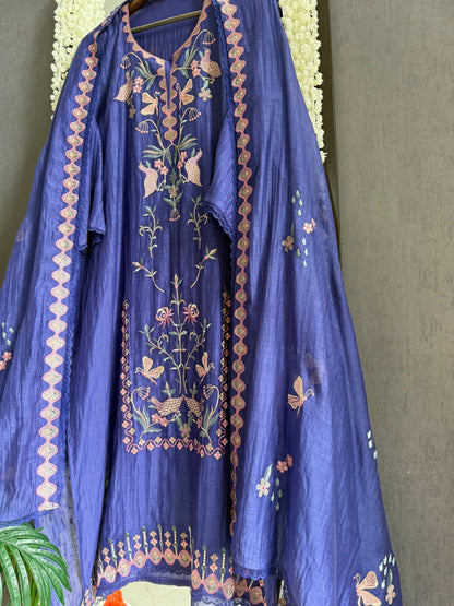 Luxurious Mul chanderi butterfly suit