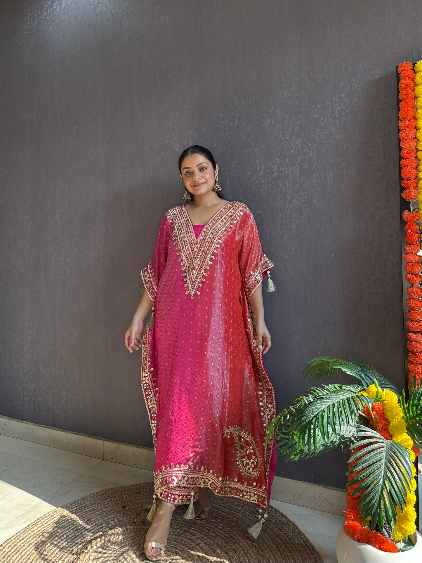 Luxurious ombré kaftan gotapatti set