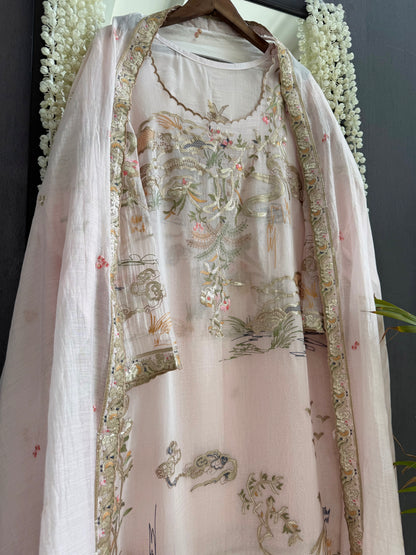 Luxurious Mul chanderi gota appliqué work suit