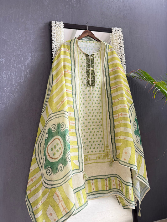 Pure linen worli art handwork suit