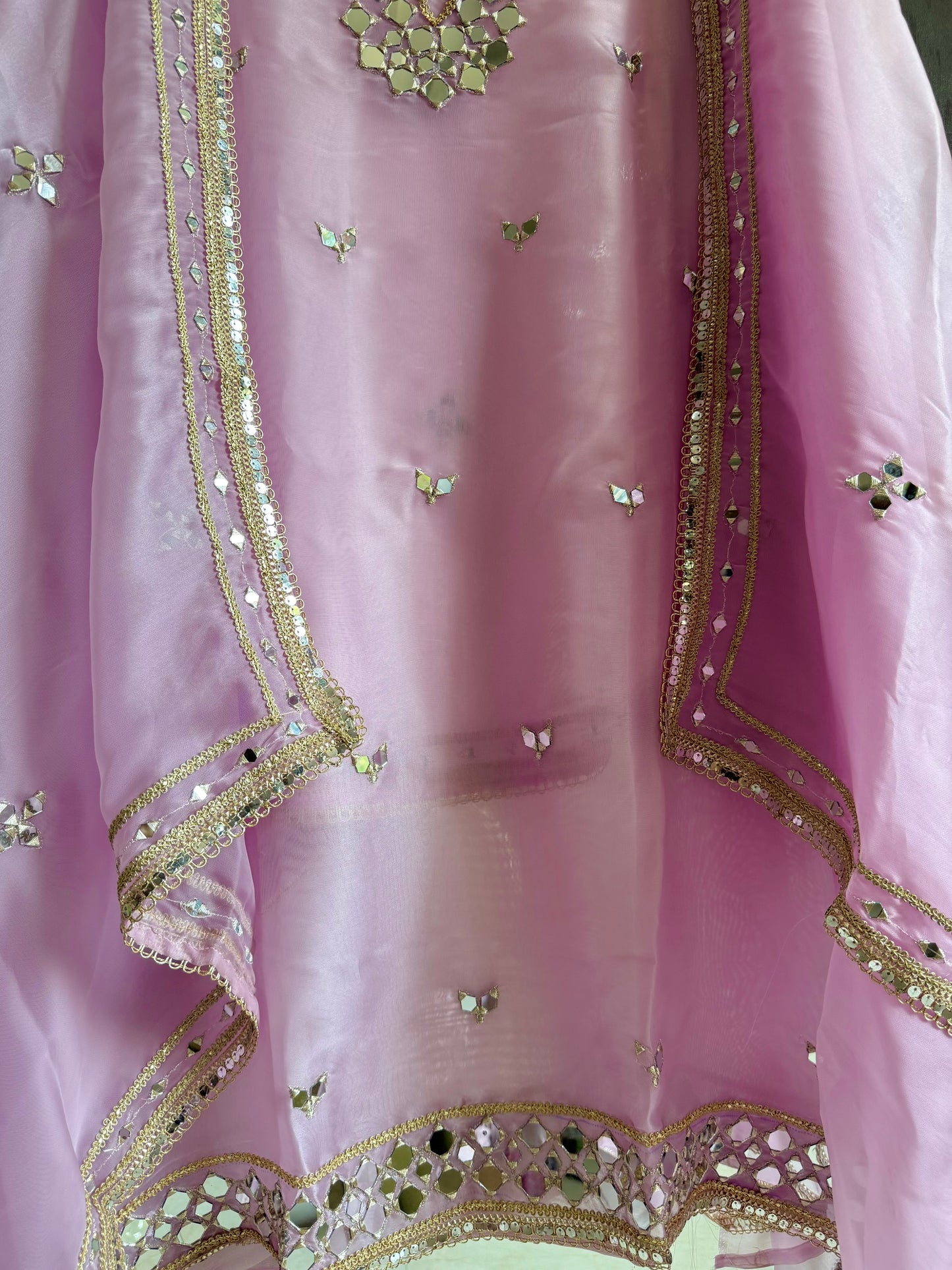 Premium Mirror work organza suit