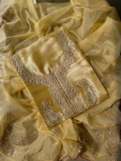 Luxurious Tissue silk aari work suit
