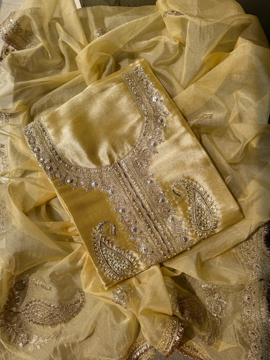 Luxurious Tissue silk aari work suit