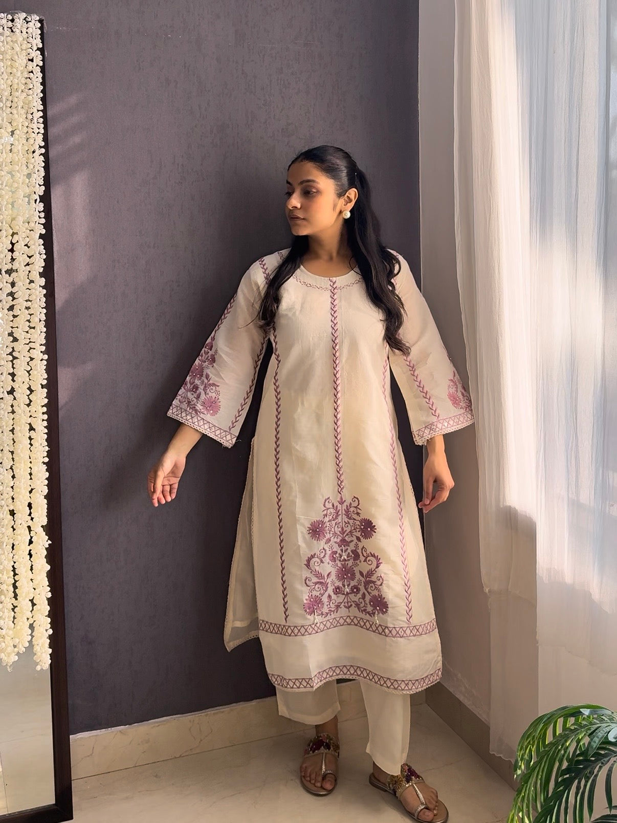 Mul cotton designer pearl suit