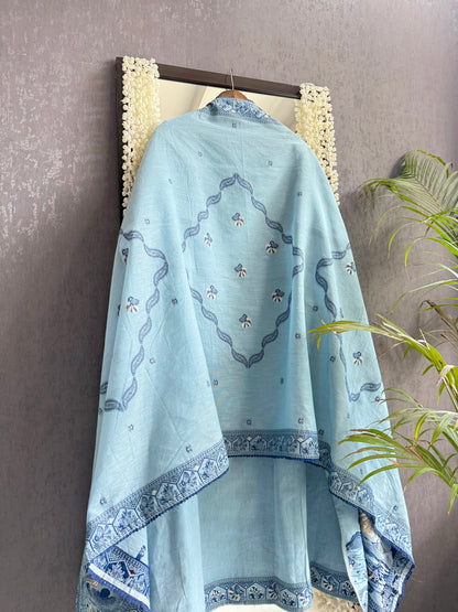 Cotton jamdani ocean dolphin suit