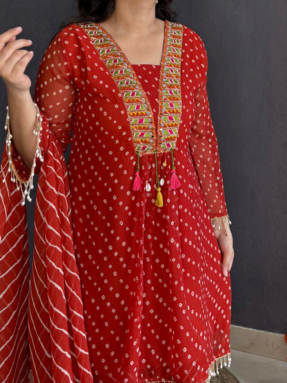 Handwork Bandhani Sharara suit