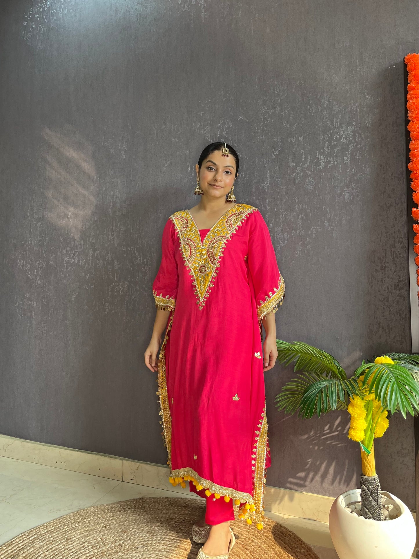 Gotapatti aari work kaftan set