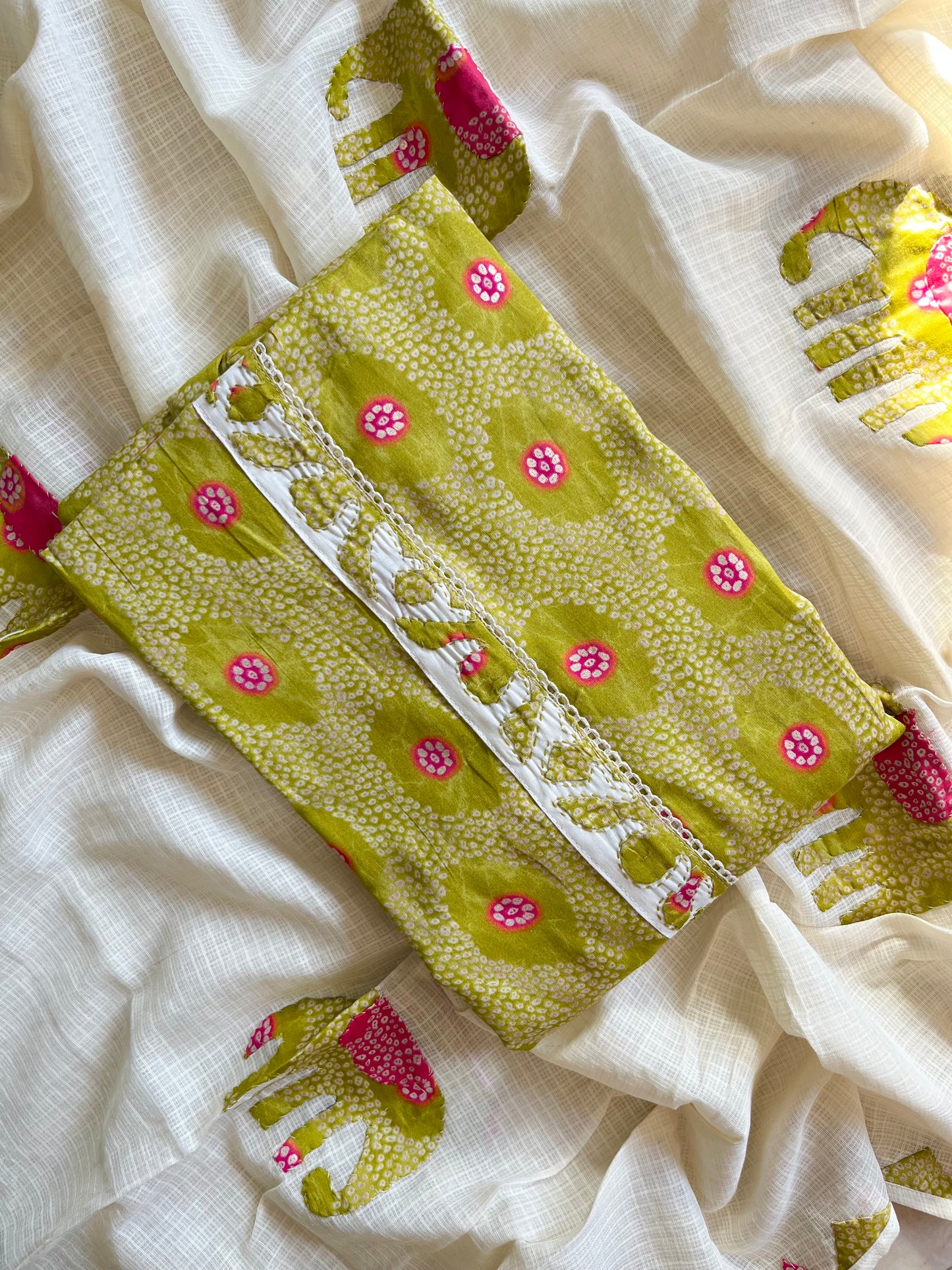 Bandhani Appliqué unstitched suits