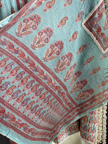 Mulmul cotton paisley florals suit