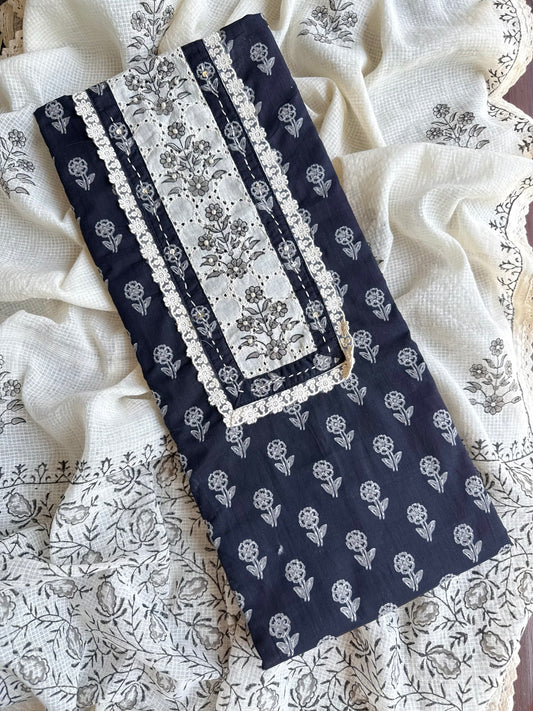 Mulmul handblocked suit