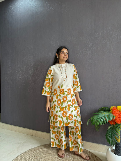 Sunflower cotton Coord set